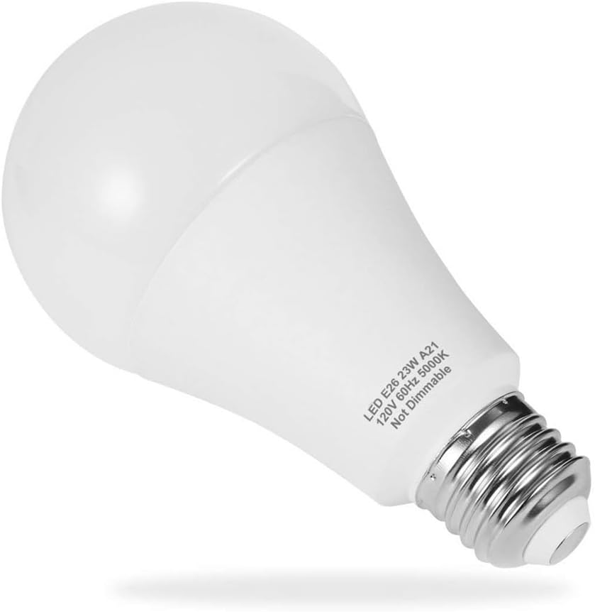 Indoor Lighting 4Pack LED Lights Bulb E26 23W Lamp Equivalent Medium Screw Light Bulbs A21 2500 Lumens Daylight 5000K