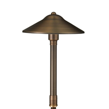 Max Spread 12V Brass Mini Path Light (15" Tall, 9" Shade), Bronze
