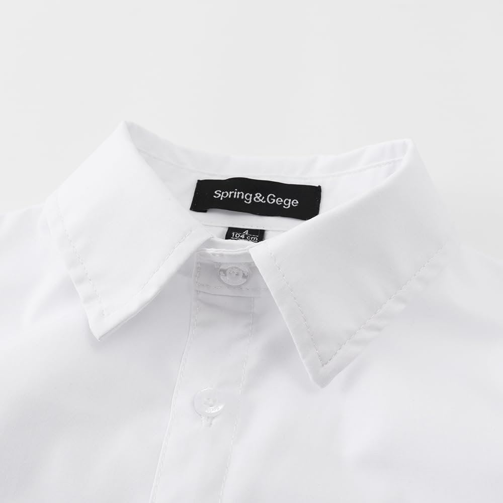 Boys Short Sleeve Dress Shirts Stretch Wrinkle Free Casual Button Down Shirts
