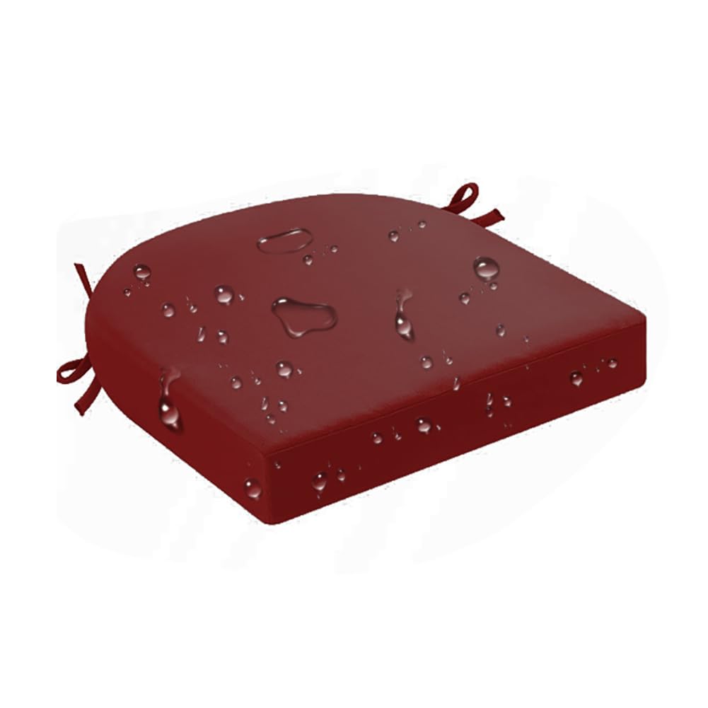 Outdoor Chair Cushion, Round Corner, 18.5 x 16 x 2 Inch, Waterproof Patio Seat Cushion with Ties & Removable Cover — Sold Individually