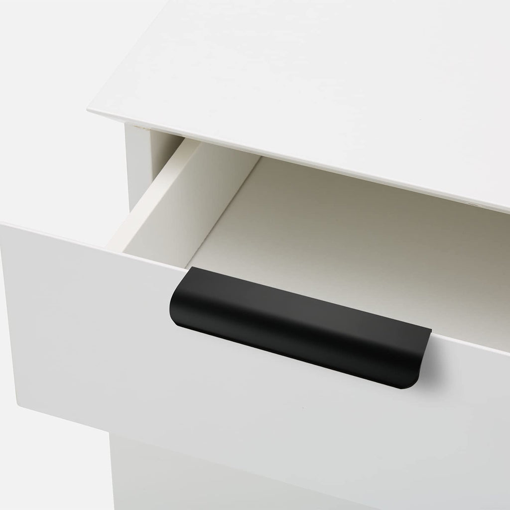 Black Cabinet Handles, Finger Pulls for Cabinet Edge Pulls 5 Inch 10 Pack | Tab Drawer Handles, Aluminum Alloy Flat