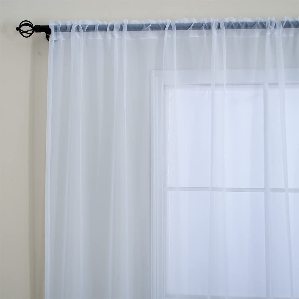 Extra Wide White Sheer Curtains Door Curtain for Sliding Door, Sheer Voile Rod Pocket Room Divider Curtains, White