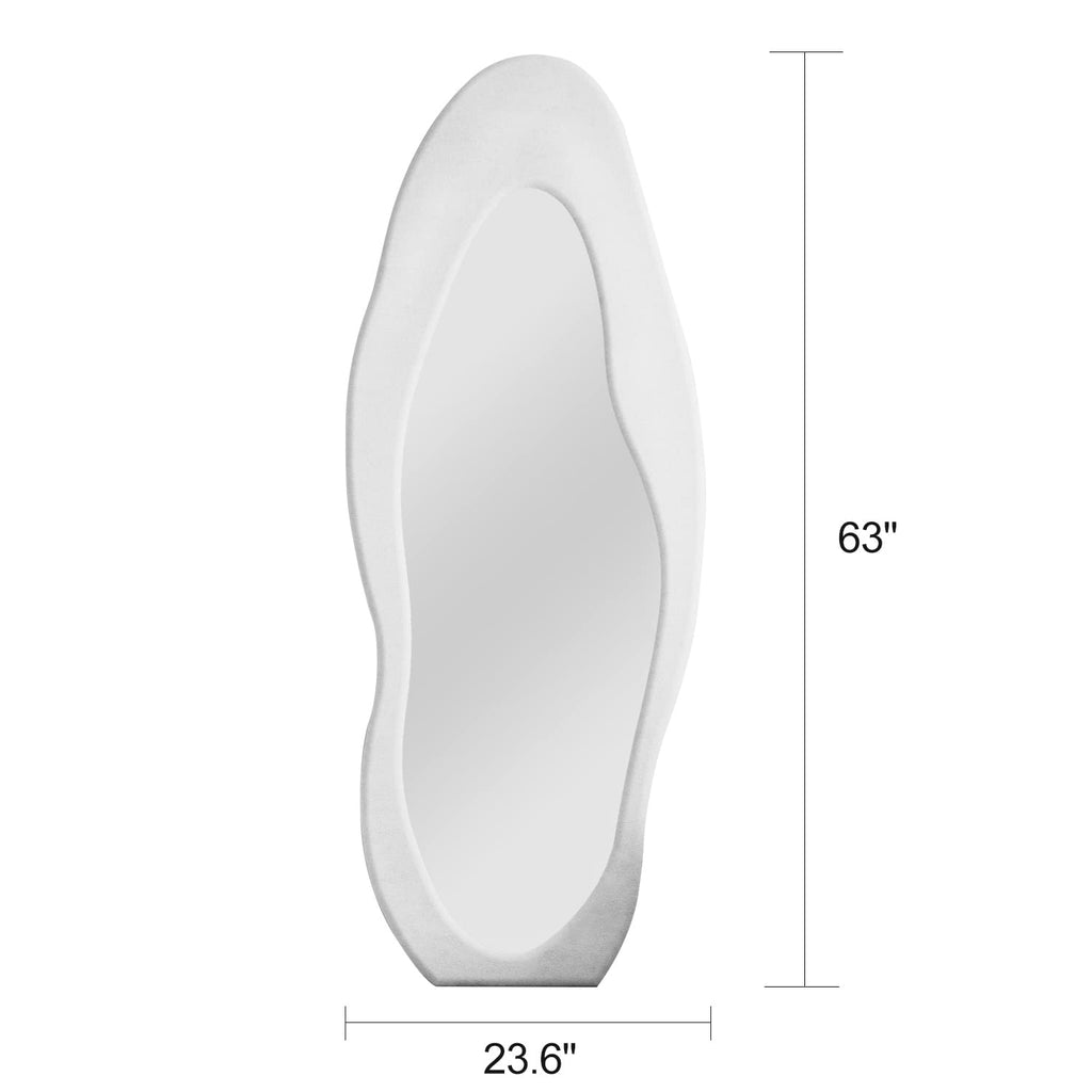 Full Length Mirror, 63"x 24" Irregular Floor Body Mirror (White)