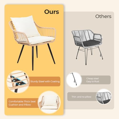 5-Piece Wicker Outdoor Patio Furniture Set - Conversation | Beige All-Weather Resistant for Patio, Garden & Porch