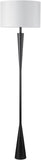 67224 70" Floor Lamp, Matte Black Finish, White Fabric Shade, Modern Tapered Frame, E26 Base