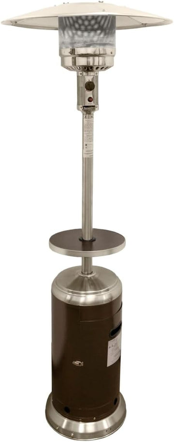 87 in. 48000 BTU Steel Propane Cylindrical Pole Standing Patio Heater Silver