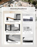 5-Piece Aluminum Outdoor Patio Furniture Set - Conversation | Graphite with Thick Cushions for Patio, Garden & Porch