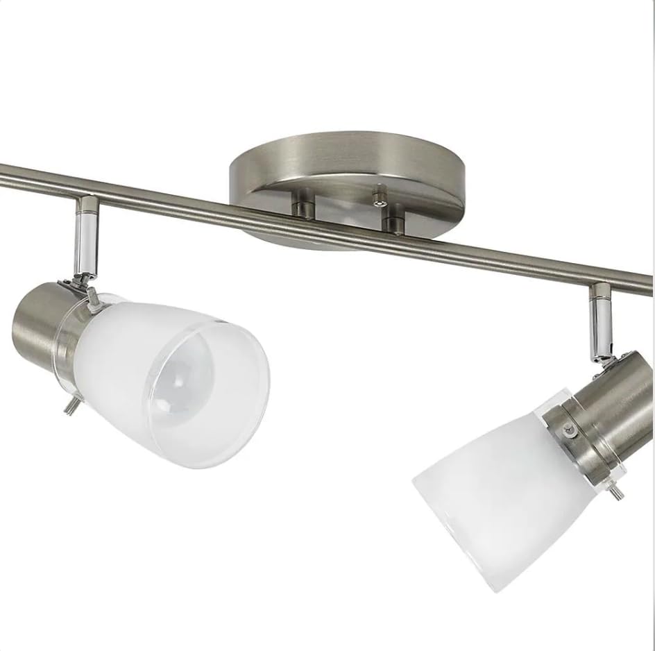 Lumens 6-Light Decorative Track Lighting Kit, Brushed Steel Finish Flush Mount Ceiling Light Fixture with Frosted