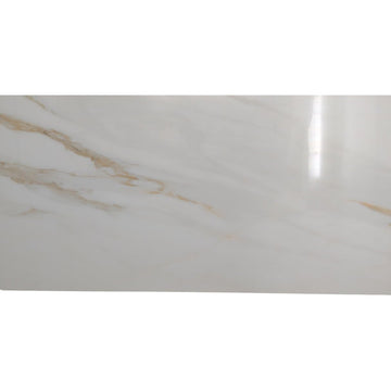TRCD-CLG-Gloss Siena White Greyish Oro Gold Brownish 12x24 Calacatta Marble Look Porcelain Gloss Shiny Floor Wall