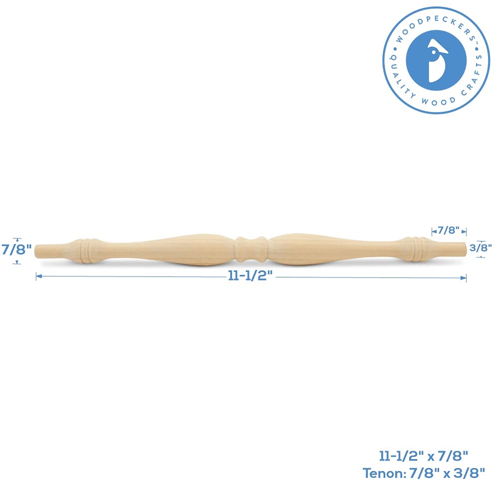 Wooden Baluster Spindles 11-1/2", Pack of 25 Spindles for Crafts, Woodworking, and Furniture