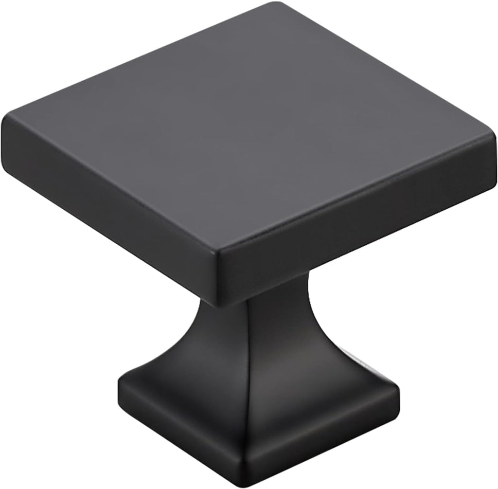 Matte Black Square Cabinet Knobs for Cabinets and Drawers - Kitchen Hardware, 30 Pack