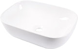 Vessel Sink Bowl Above Counter, QISHKA 18.3" x 13" Ceramic Oval Modern Bathroom Sink White Vanity Sink Lavatory Art