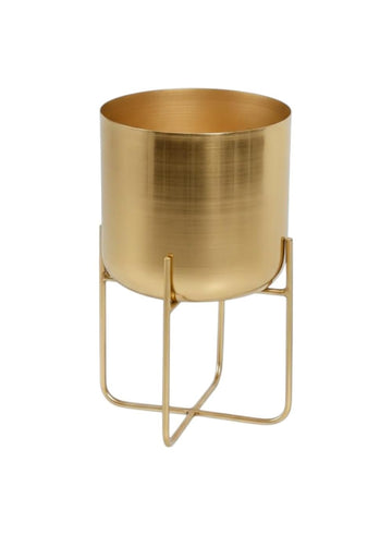 Modern Mid‐Century Metal Indoor Planter with Stand, Gold Planter Pot plants & Indoor Plants - Living Room, Kitchen &