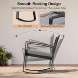 3-Piece Rattan Outdoor Patio Furniture Set - Rocking | Grey for Backyard, Garden & Porch