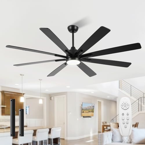 72" Ceiling Fan with LED Light and Remote - Black & Walnut