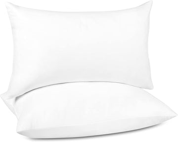Lumbar Pillow Inserts 12 x 20 (, White), Filled with Feather and Down, Decorative Pillows for Couch, Home - Set of 2