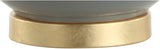 27" Gray/Brass Ceramic Table Lamp Bedroom, Modern Transitional Nightstand Lamp with White Linen Drum Shade
