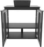 24" Black Steel Bathroom Vanity Set with Tempered Glass Countertop - Industrial Vanity Cabinet