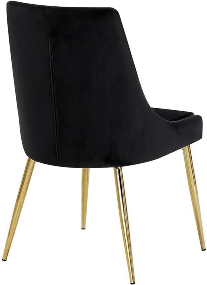 Modern, Contemporary Velvet Upholstered Dining Chair with Sturdy Metal Legs, Set of 2, 19.5" W x
