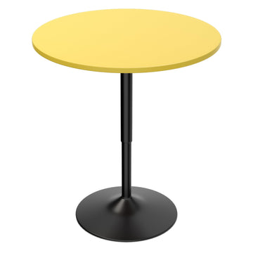 31" Round Bar Table Height Adjustable 26"-35" Pub Table with Enlarged Base Patio Bistro, Yellow