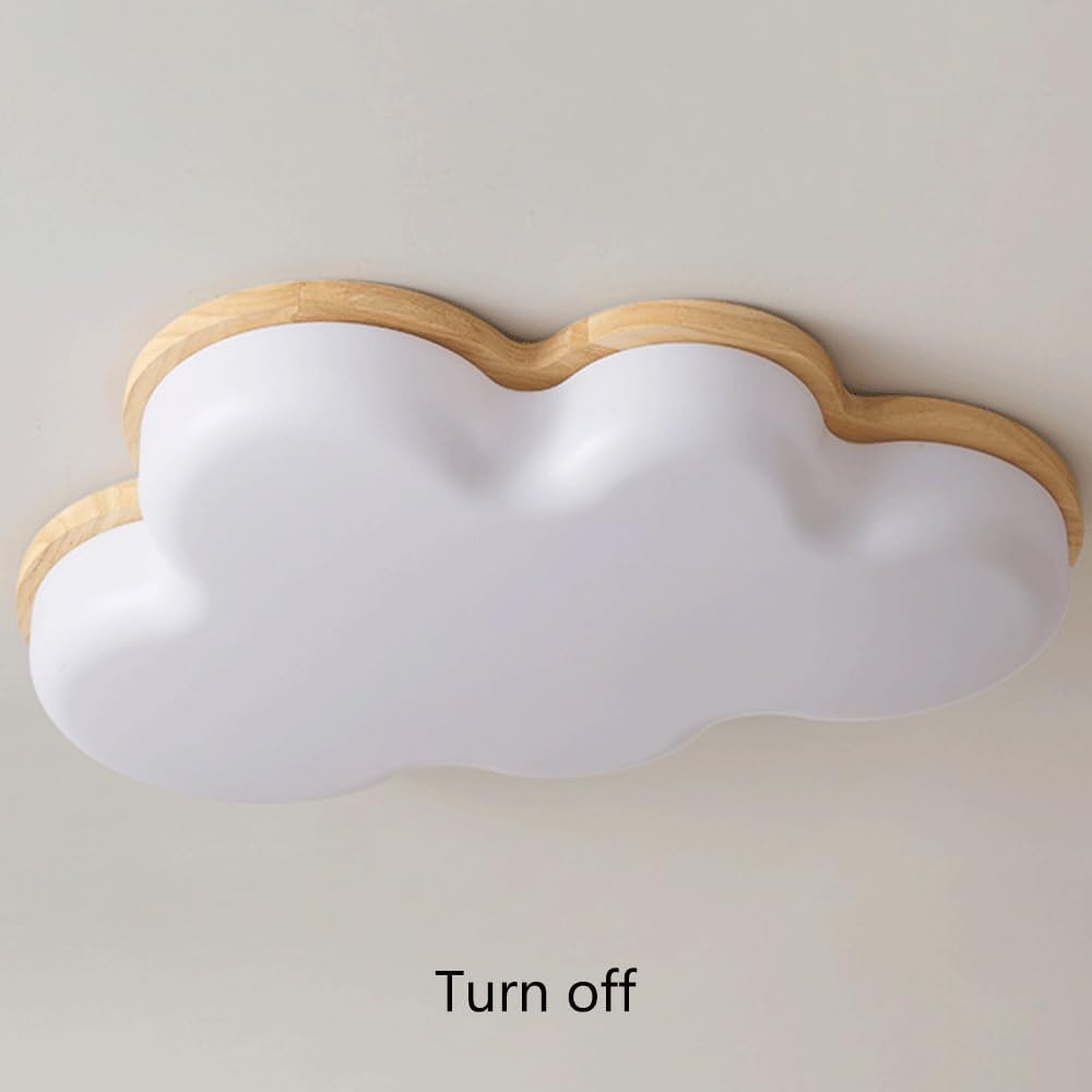 Modern Cloud LED Ceiling Light, Wood Flush Mount Ceiling Lamp with Acrylic Shade, Warm White Neutral Cool White