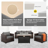 4-Piece Wicker Outdoor Patio Furniture Set - Fire Pit | Dark Grey for Patio, Garden & Porch