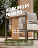 2-Piece Aluminum Outdoor Patio Furniture Set | Grey All-Weather Resistant with Thick Cushions for Backyard, Garden & Porch