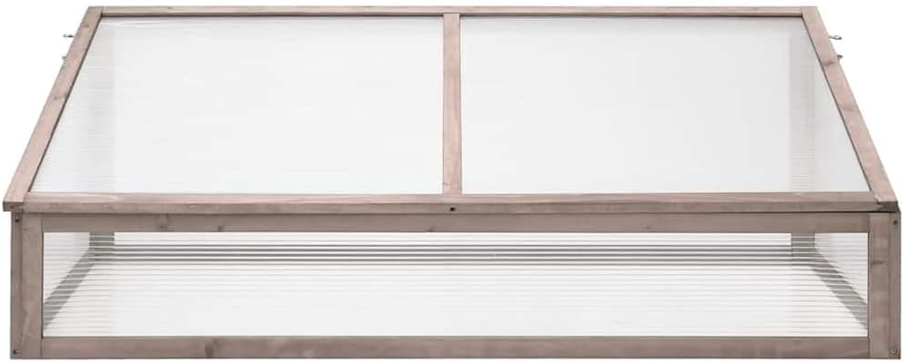 Wooden Greenhouse Garden Cold Frame, 43.3"x22.0"x15.4" Solid Fir Wood Plant Protector for Herbs and Flowers, Gray