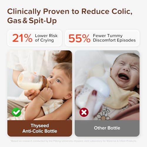 Anti-Colic Glass Baby Bottle for Breastfed Infants, Natural Feeding, Breast-Like Newborn Extra Slow Flow Nipple
