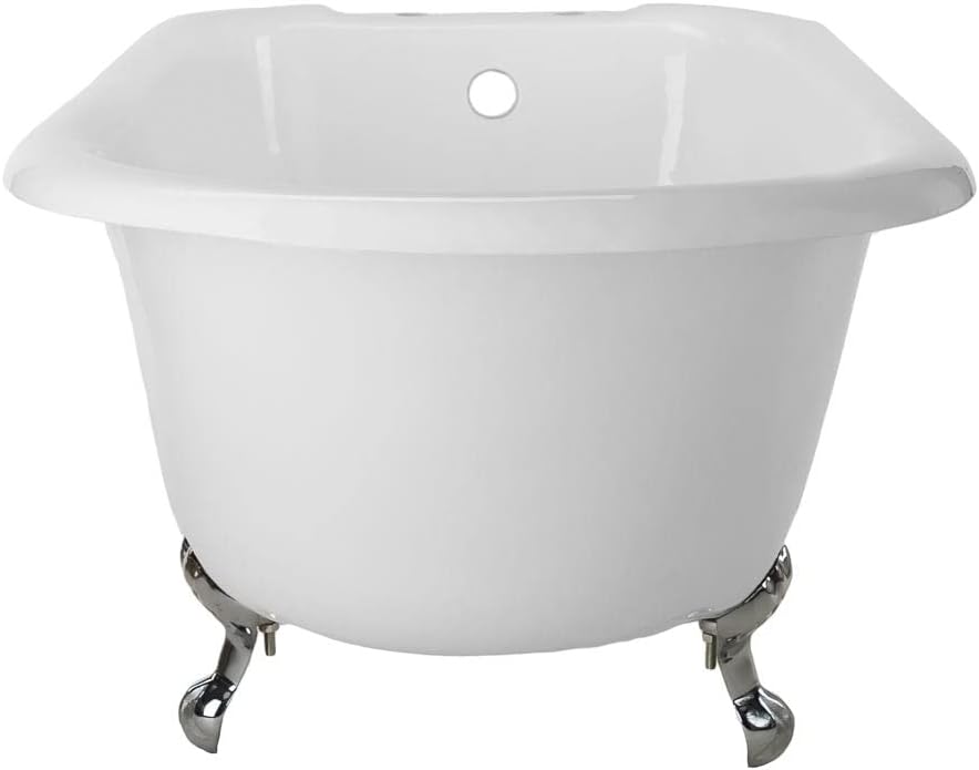 Heritage 54 Inch Cast Iron Clawfoot Tub and Shower Package - White/Chrome Feet & Fixtures