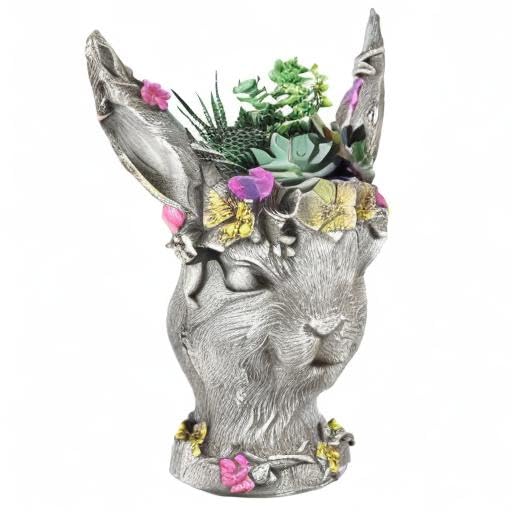 Bobby Rabbit Head Planter - Resin & 14.6 Inches Tall Garden Pot