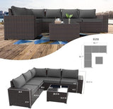 6-Piece Wicker Outdoor Patio Furniture Set | Grey for Patio, Garden & Porch