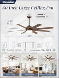 Fanbulous 60" Ceiling Fan with LED Light and Remote - Antique Bronze