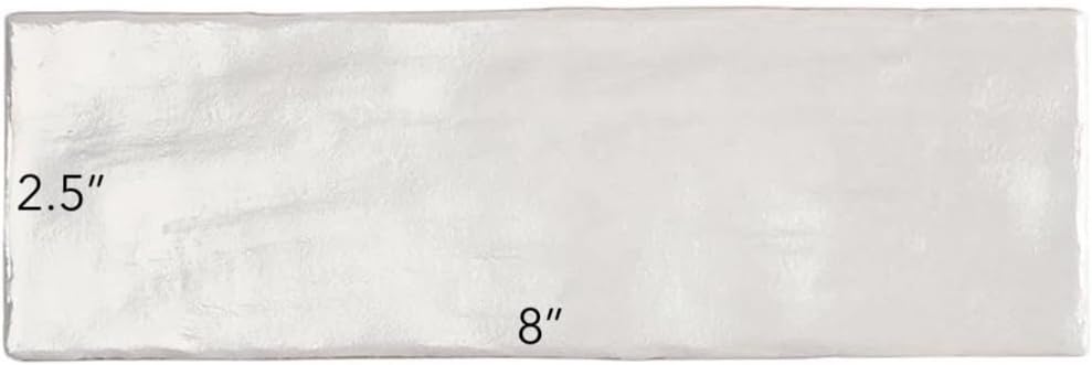 Mallorca Zellige | 2.5"x8" Zellige Ceramic Tile (5.38 Sq. Ft. / Carton) (White, Carton)