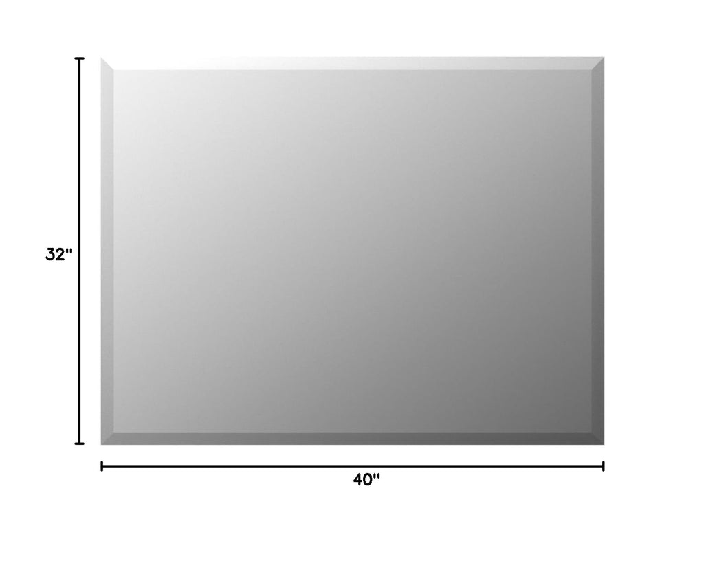 Beveled Mirror 40x32 Frameless Bathroom Wall Mirror Shatterproof