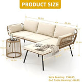 3-Piece Wicker Outdoor Patio Furniture Set - Conversation | Beige for Backyard, Garden & Porch