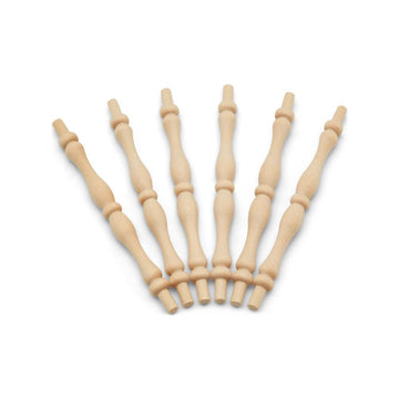 Wooden Baluster Spindles 5-3/4", Pack of 100 Wood Spindles for Crafts, Woodworking, and Furniture