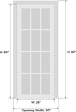 Solid French Door Opaque Glass 28 x 80 inches | Mela 7012 Matte White | Single Regular Panel Frame H