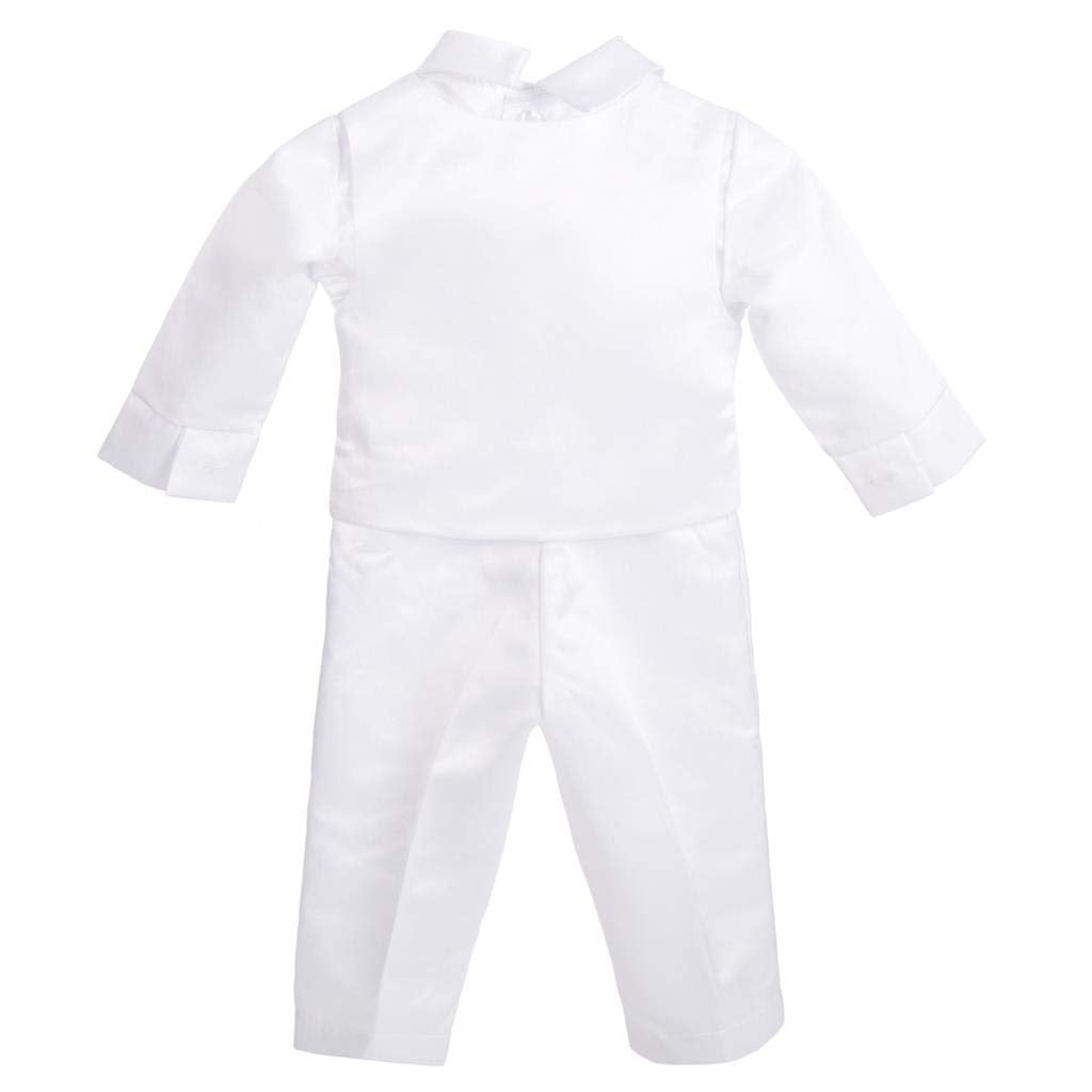 Baby Boys Christening Clothing Baptism Outfits with Bonnet Long Sleeve White Suit Months