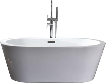 Lure 59 in. Freestanding Acrylic Flatbottom Soaking Bathtub in White
