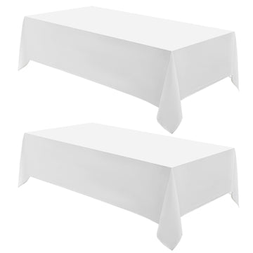 2 Pack White Rectangle Tablecloths 60x120 Inch for 8ft Tables