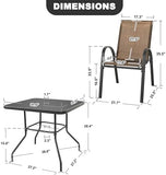 5-Piece Metal Outdoor Patio Furniture Set - Dining | Black for Patio, Garden & Porch