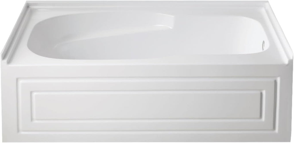 VTAM6031R21B 60-Inch Anti-Skid Acrylic 3-Wall Alcove Tub with Right Hand Drain Hole, White