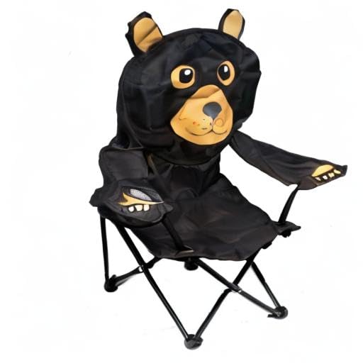 Kids Folding Camp Chair with Cup Holder and Carry Bag - Black Bear