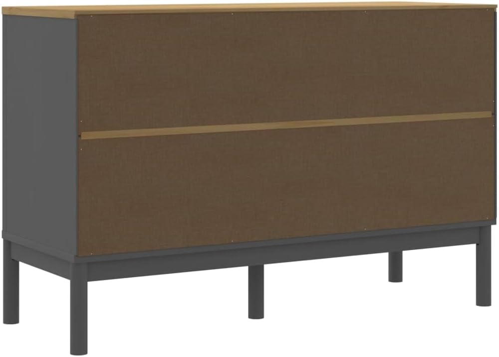 Gray Pine Wood Sideboard 44.9" Buffet Storage Cabinet | Modern gray wood accent chest with spacious top and wooden