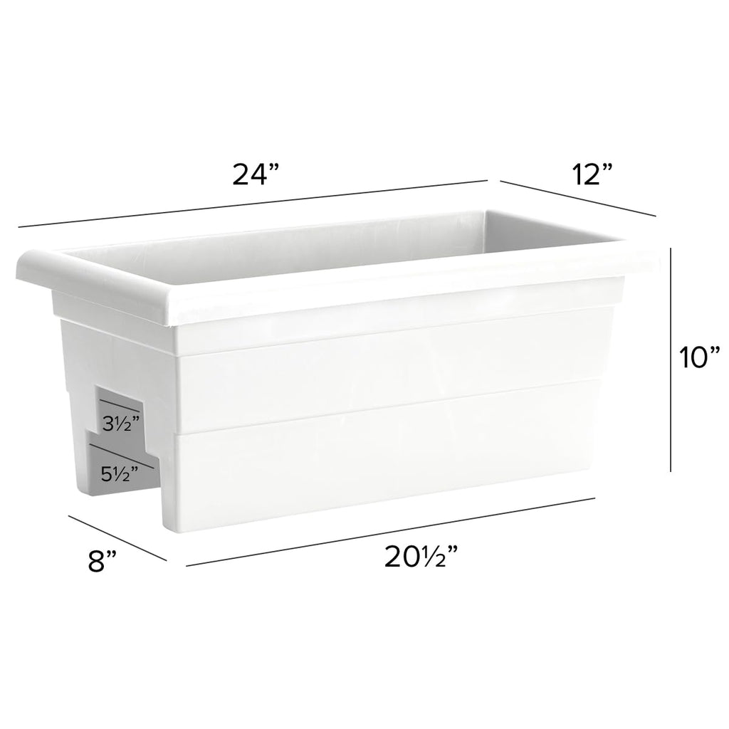 Countryside Railing Planter Box, 24 Inch, White