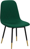 Velvet Dining Chairs Set of 4, Upholstered Kitchen Chairs with Backrest and Metal Legs, Solid Color Dining Room Chairs, Green