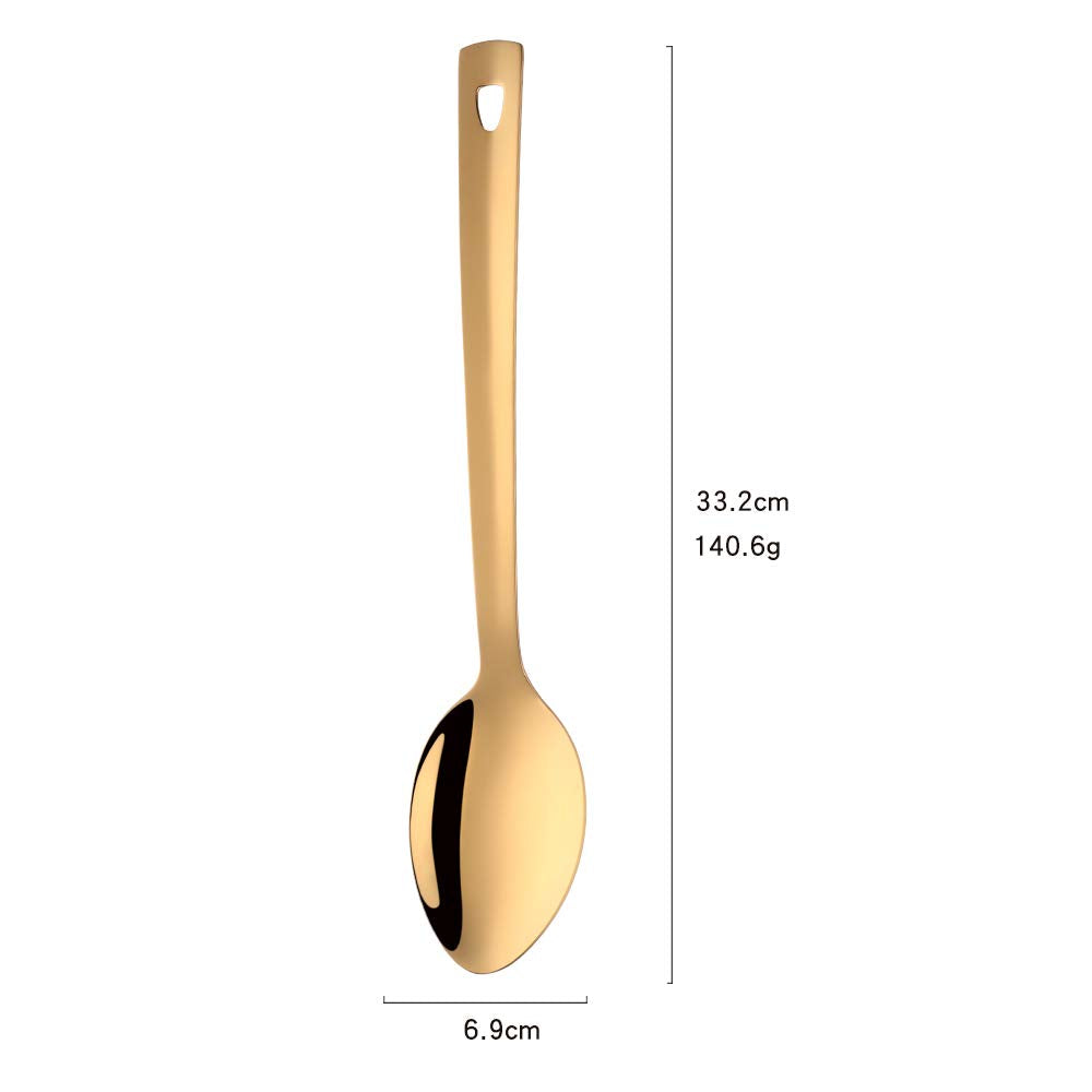 Stainless Steel Serving Spoons: Long Handle Flatware Set of 6 - Large Metal Kitchen Serving Tablespoons for Buffet