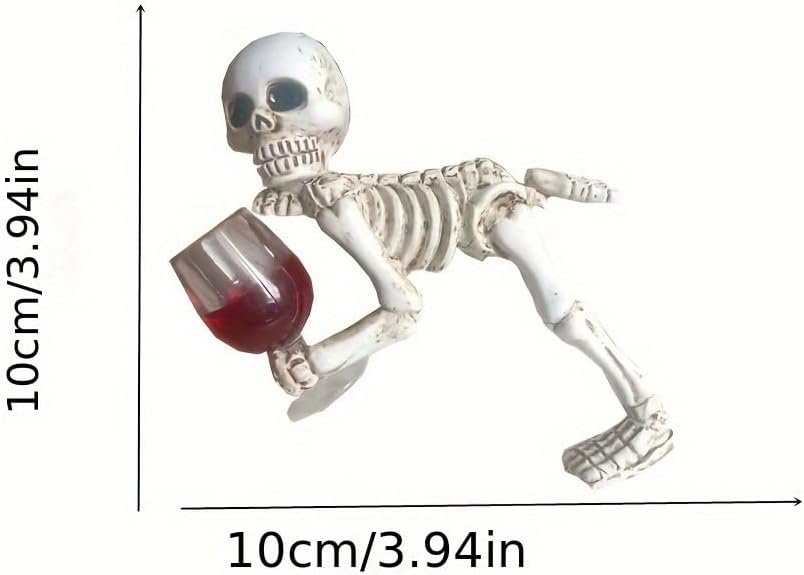 Halloween Skeleton Flowerpot Decoration, Weather Resistant Resin Garden Statue (Red Cup)