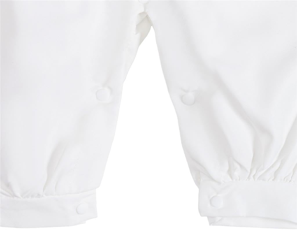 Baby Boy Baptism Christening Outfit White Jumpsuit Romper & Beret Hat for Infant Toddler Kids Bautizo